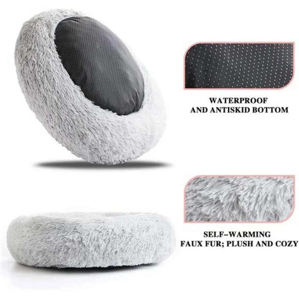 Home Soft Plush Round Pet Bed for Cats Or Small Dogs Cat Bed Self Warming Autumn